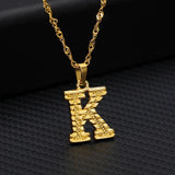 Tiny Stainless Gold Initial Letter Necklace