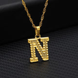 Tiny Stainless Gold Initial Letter Necklace