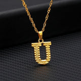 Tiny Stainless Gold Initial Letter Necklace