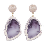 Acrylic Design Long Irregular Drop Marble Pattern Stone Earrings