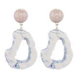 Acrylic Design Long Irregular Drop Marble Pattern Stone Earrings