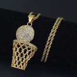 Fashion Hip-Hop Basketball necklace Zircon Gold / Silver Color Pendant