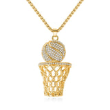 Fashion Hip-Hop Basketball necklace Zircon Gold / Silver Color Pendant