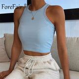 Forefair Ribbed Tank Crop Tops vest Solid