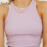 Forefair Ribbed Tank Crop Tops vest Solid