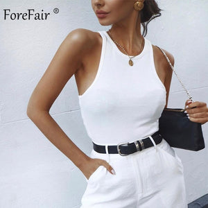 Forefair Ribbed Tank Crop Tops vest Solid