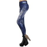 Slim Leggings Faux Denim Jeans Sexy Long Pocket Printing