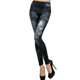 Slim Leggings Faux Denim Jeans Sexy Long Pocket Printing