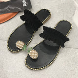 Flats Slippers Summer Casual Flip Flops Flowers Pearl