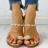 Flats Slippers Summer Casual Flip Flops Flowers Pearl