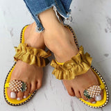 Flats Slippers Summer Casual Flip Flops Flowers Pearl