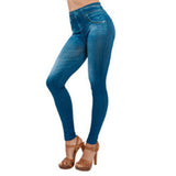 Slim Leggings Faux Denim Jeans Sexy Long Pocket Printing